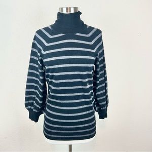 Express Black & Silver Striped Turtleneck Sweater
